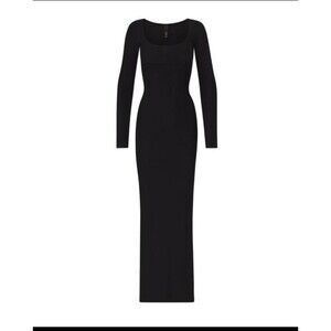 NWT Skims Soft Lounge Petite Long sleeve Dress in Onyx, Size XL Petite